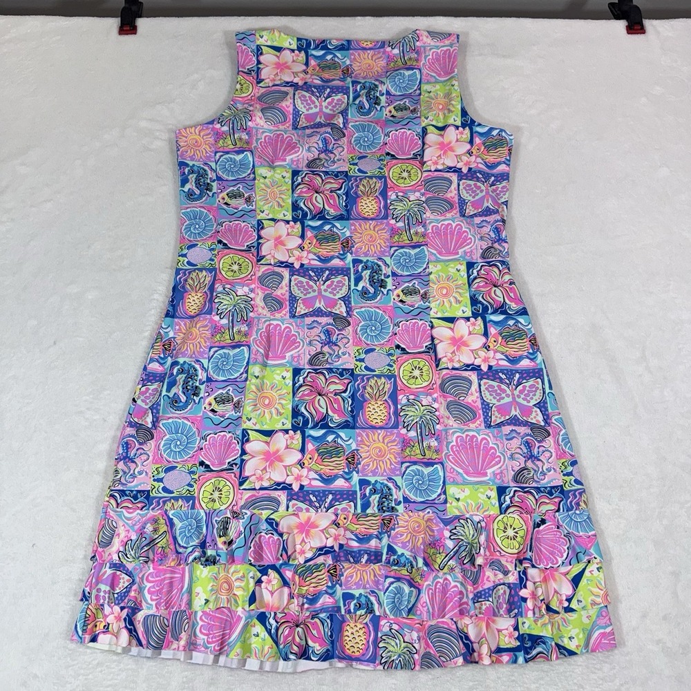 Lulu-B Moma Ruffle Hemline Sleeveless Dress Sz MD Cruise Resort UPH 50 Stretch - Picture 6 of 12